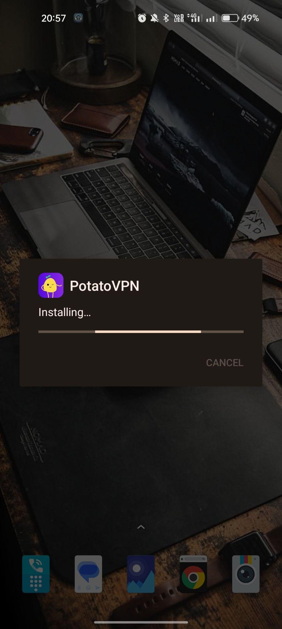 PotatoVPN apk installing
