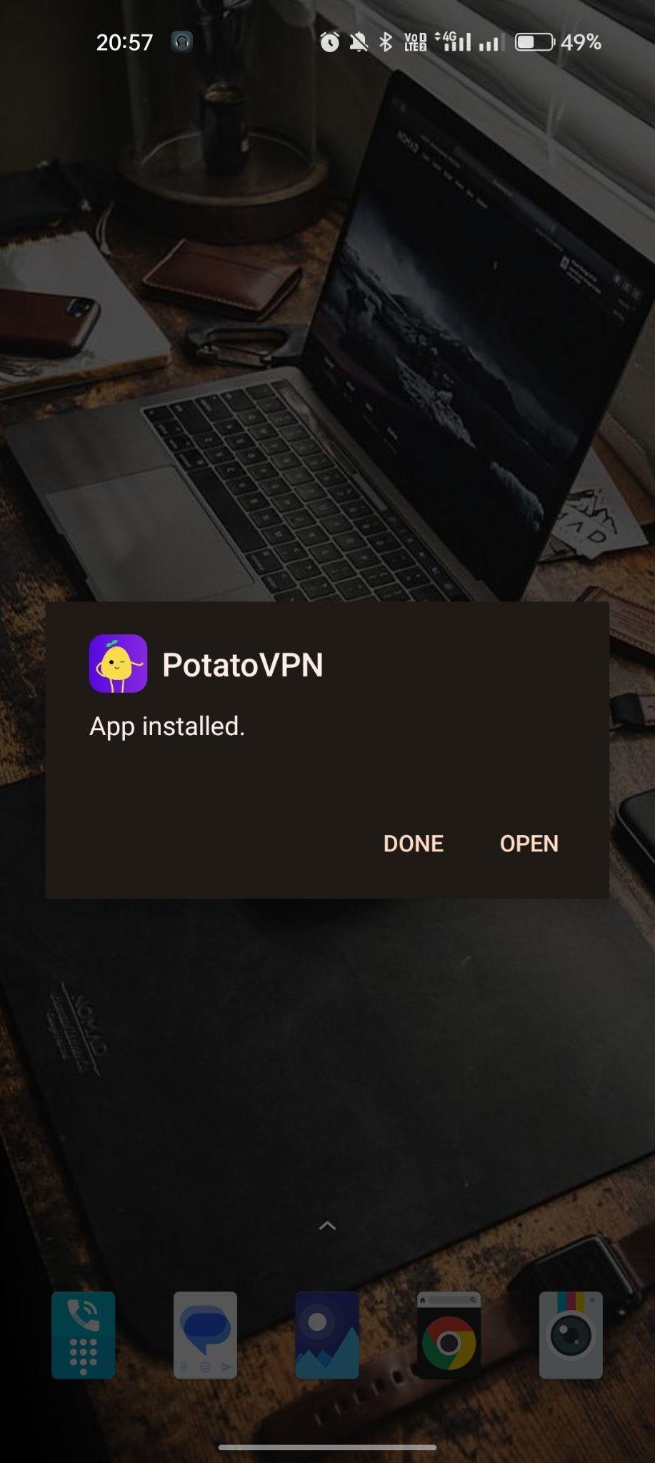 PotatoVPN apk installed