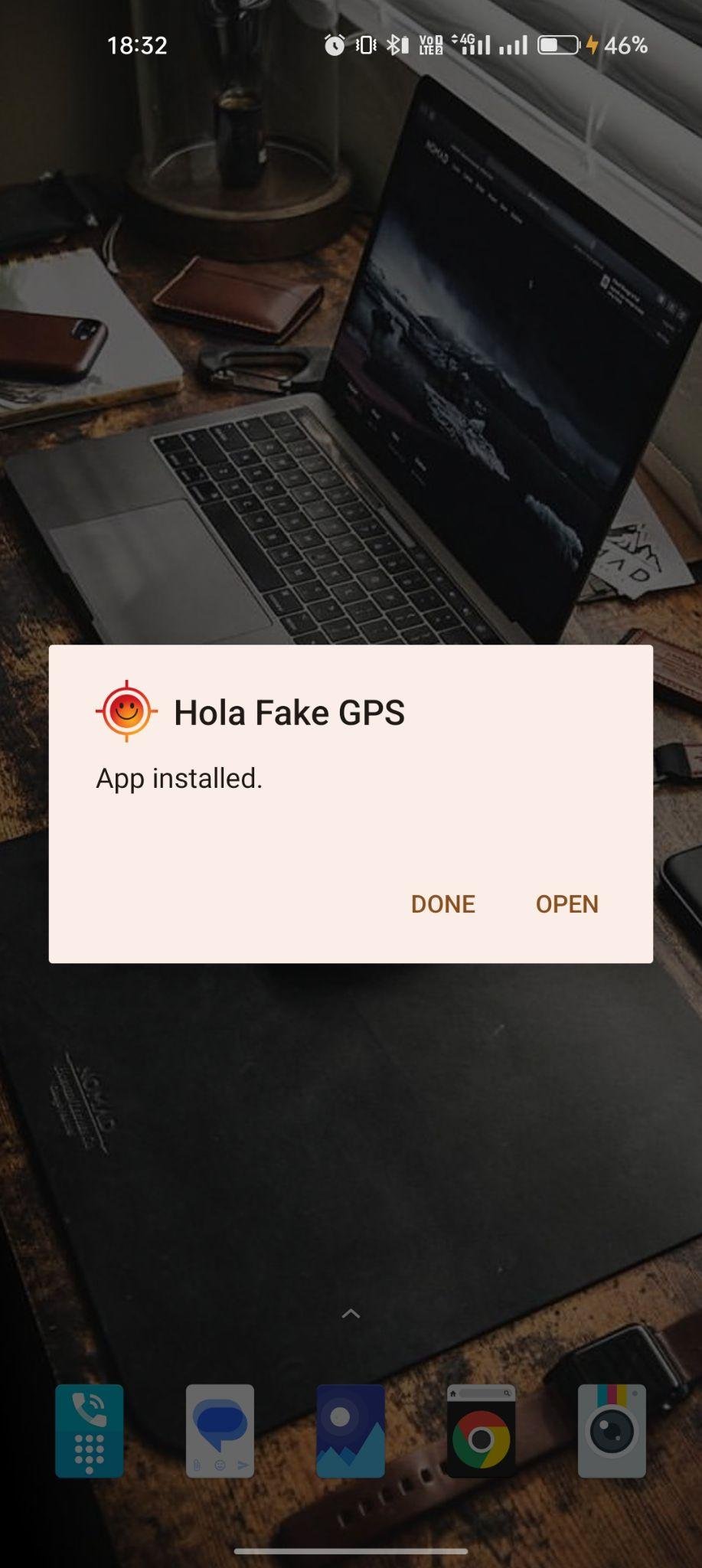 Hola Fake GPS apk installed