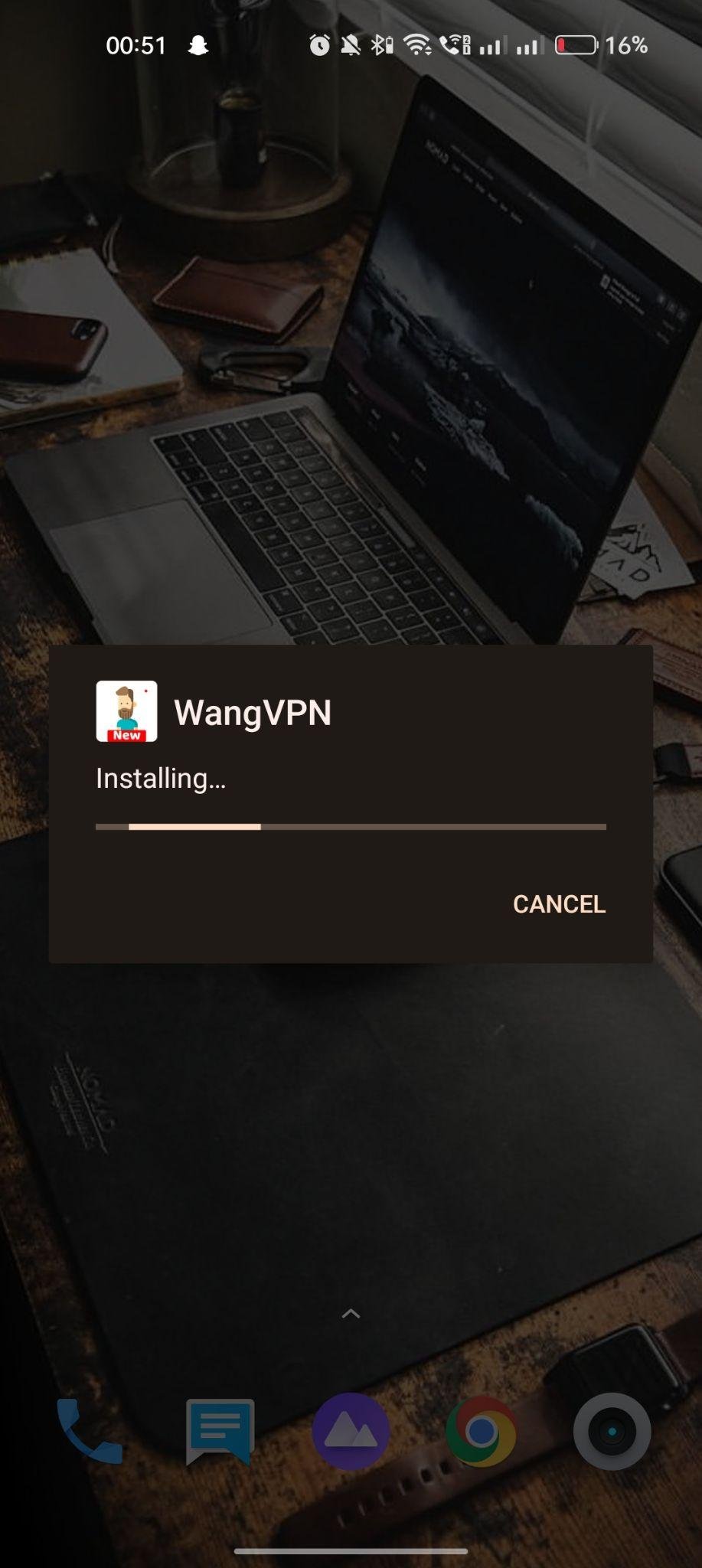 Wang VPN apk installing