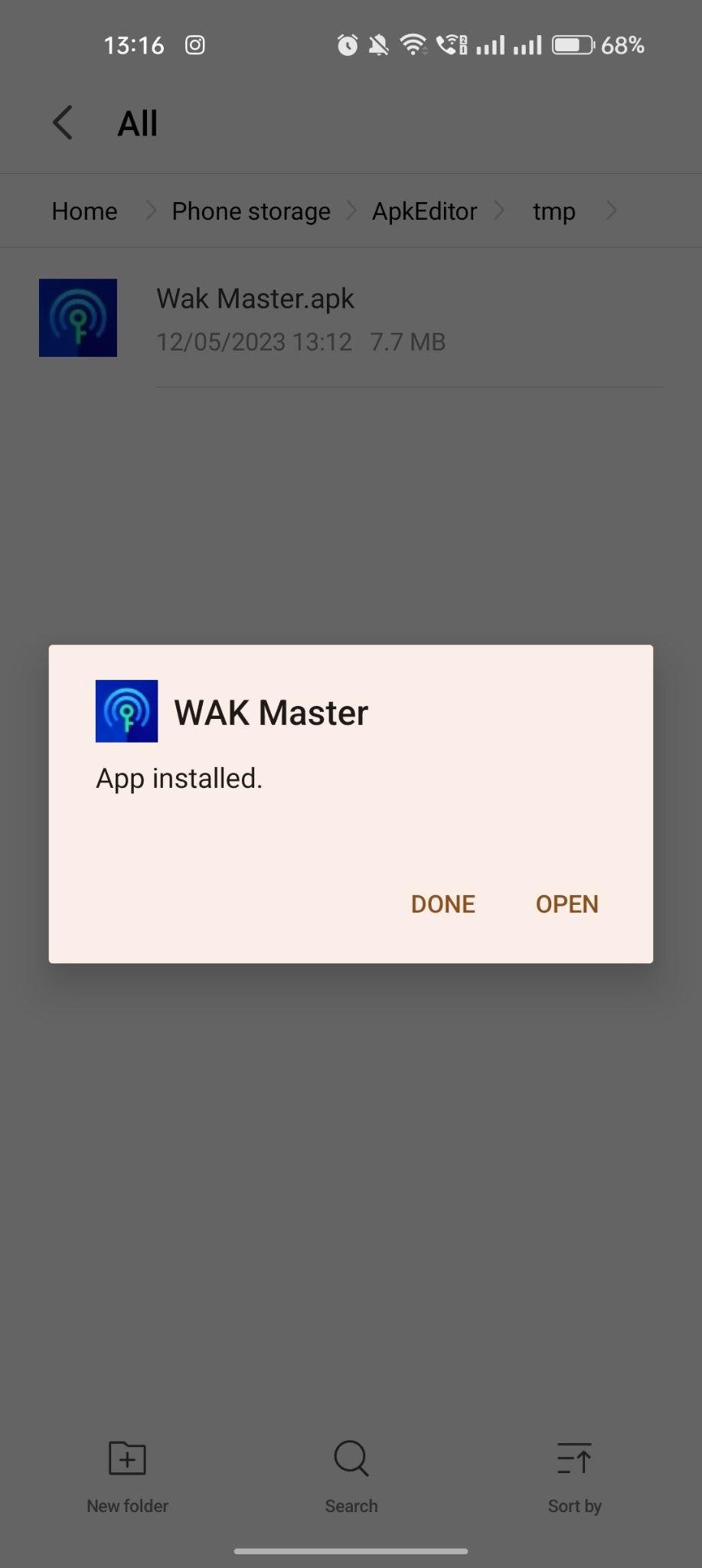 Wak Master apk installed