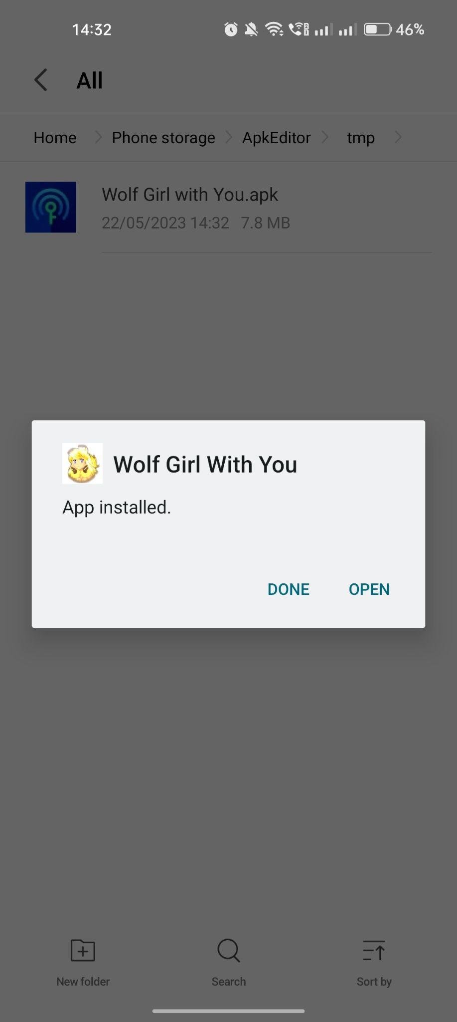 Wolf Girl With You apk installed
