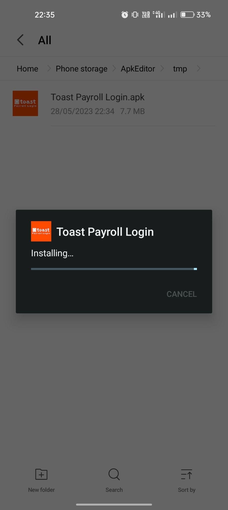 Toast Payroll Login apk installing
