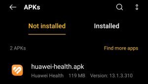 locate Huawei Health APK for installation