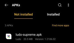 locate Ludo Supreme APK for installation