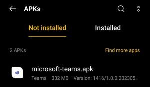 locate Microsoft Teams APK for installation