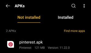 locate Pinterest APK for installation