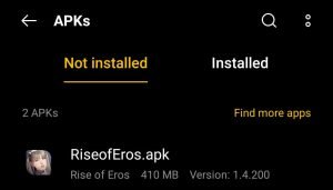 locate Rise of Eros APK for installation