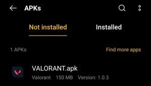 locate VALORANT Mobile APK for installation