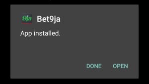 Bet9ja successfully installed