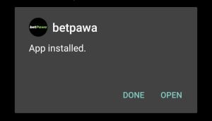 Betpawa successfully installed