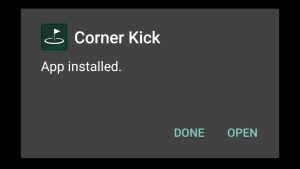 Corner Kick APK successfully installed