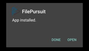 FilePursuit successfully installed