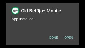 Old Bet9ja Mobile successfully installed
