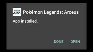 Pokémon Legends Arceus successfully installed