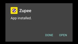 Zupee successfully installed