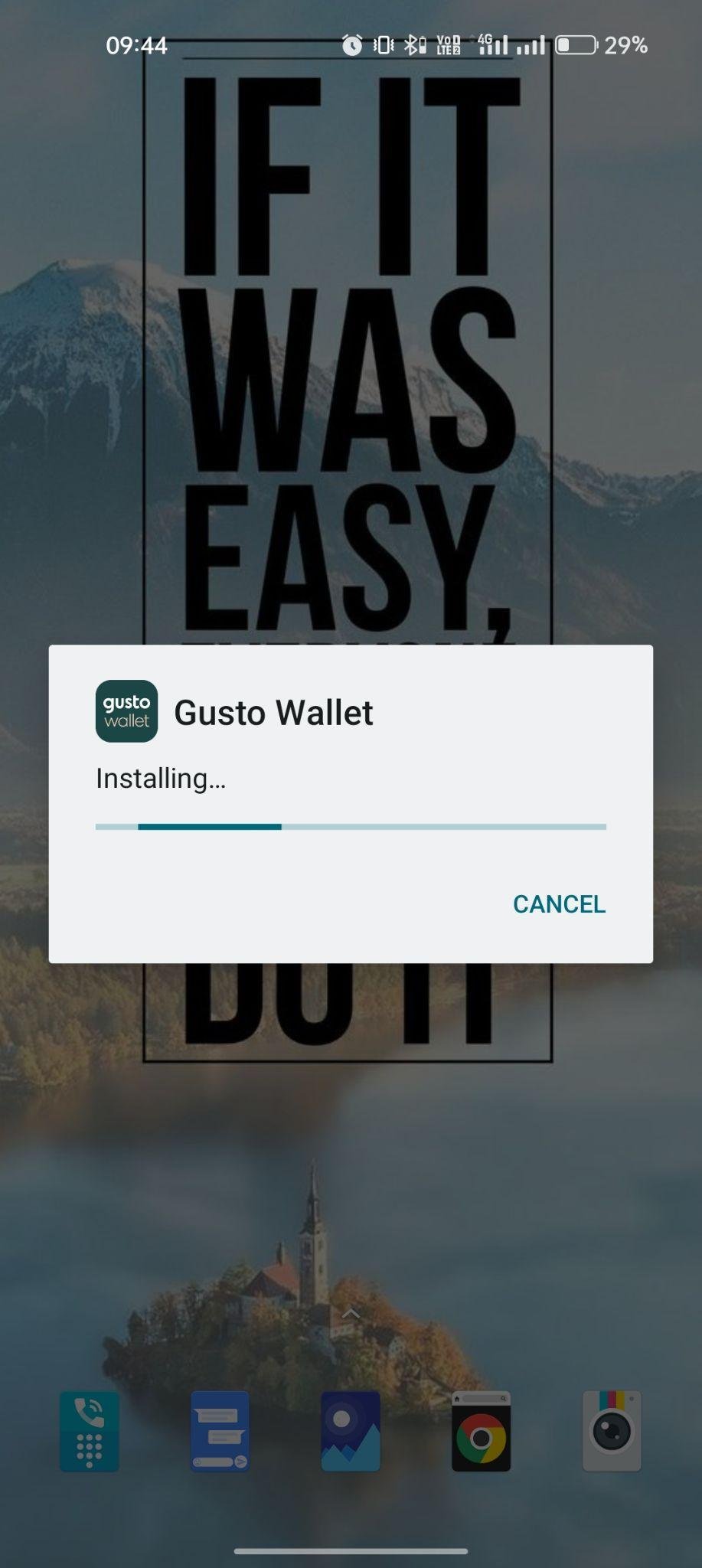 Gusto Wallet apk installing