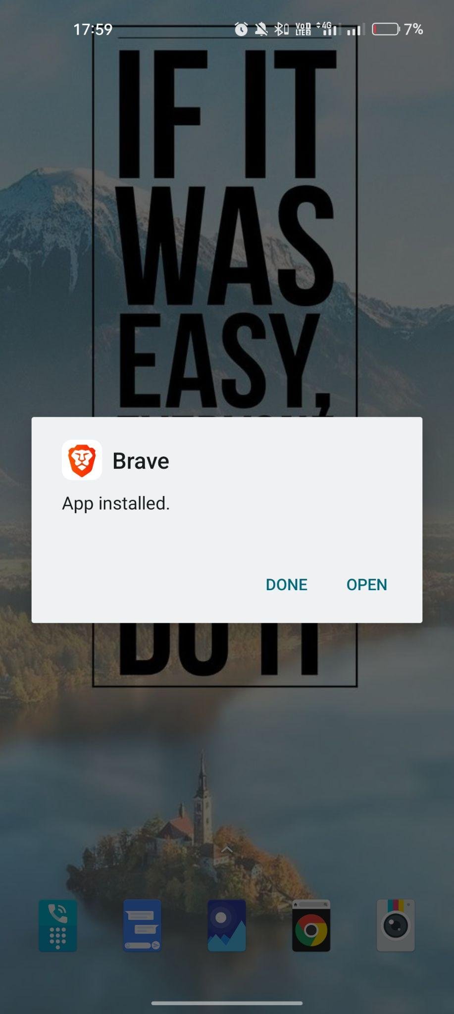 Brave Private Web Browser apk installed