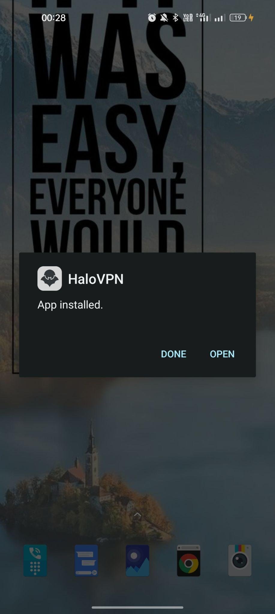 HaloVPN apk installed