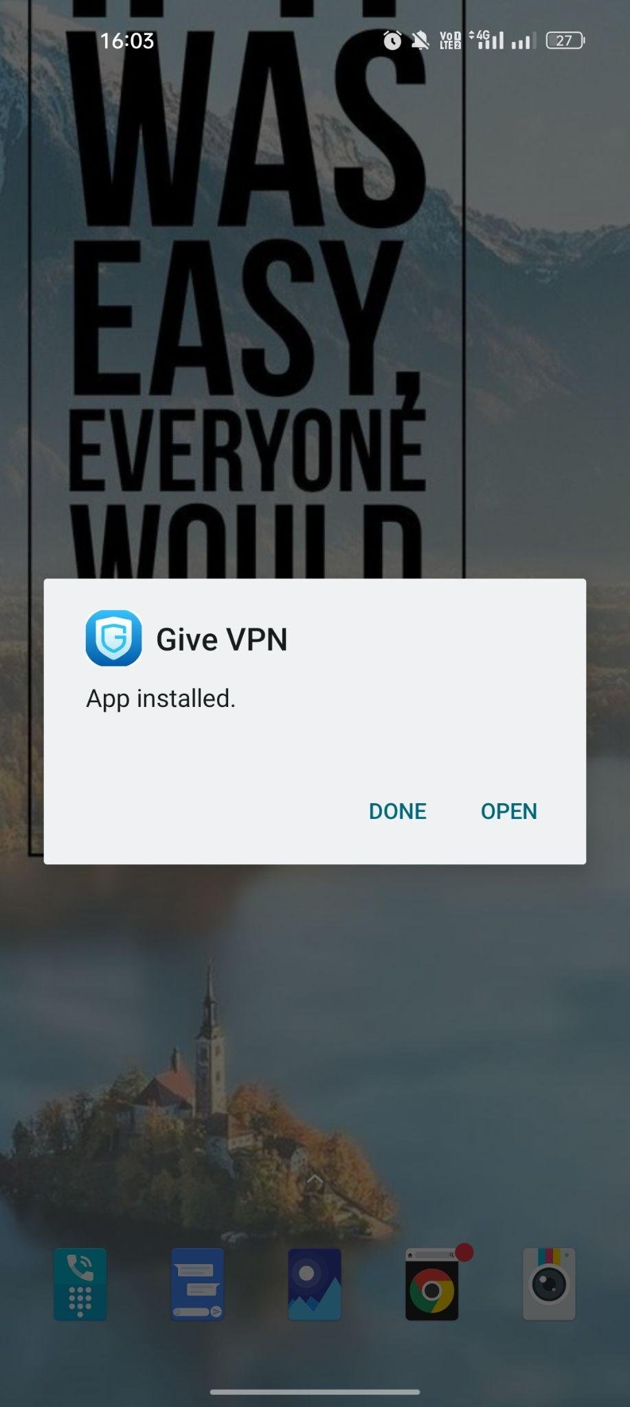 Give VPN apk installed