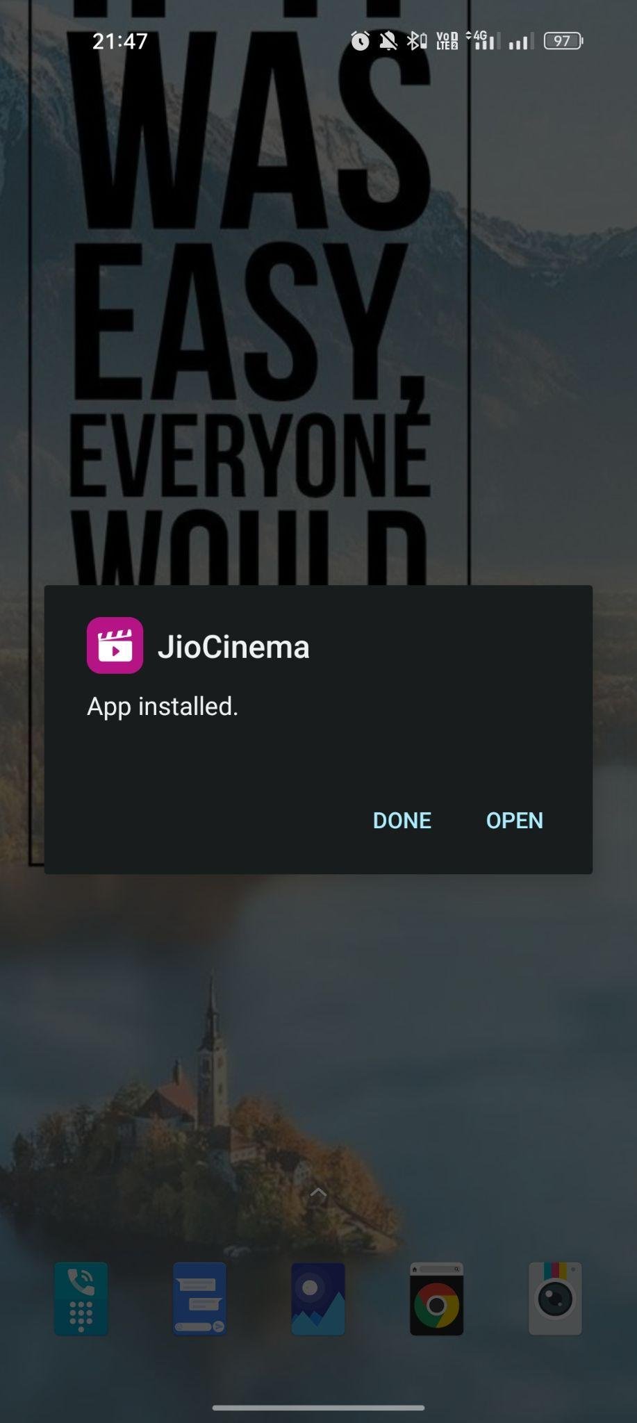 JioCinema apk installed