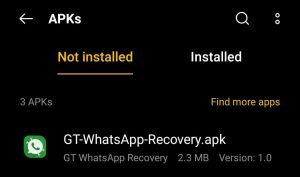 locate GT WhatsApp APK for installation