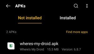 locate Wheres My Droid for installation