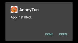 AnonyTun successfully installed