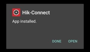 Hik-Connect successfully installed