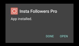 Insta Followers Pro successfully installed