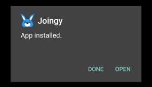 Joingy successfully installed