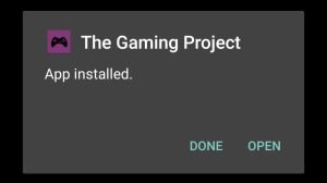 The Gaming Project successfully installed