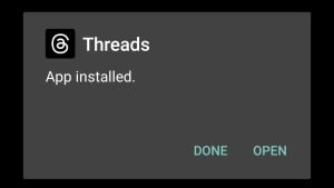 Threads successfully installed