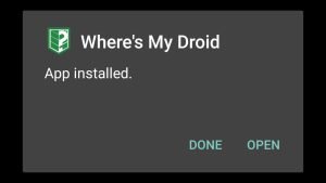 Wheres My Droid successfully installed