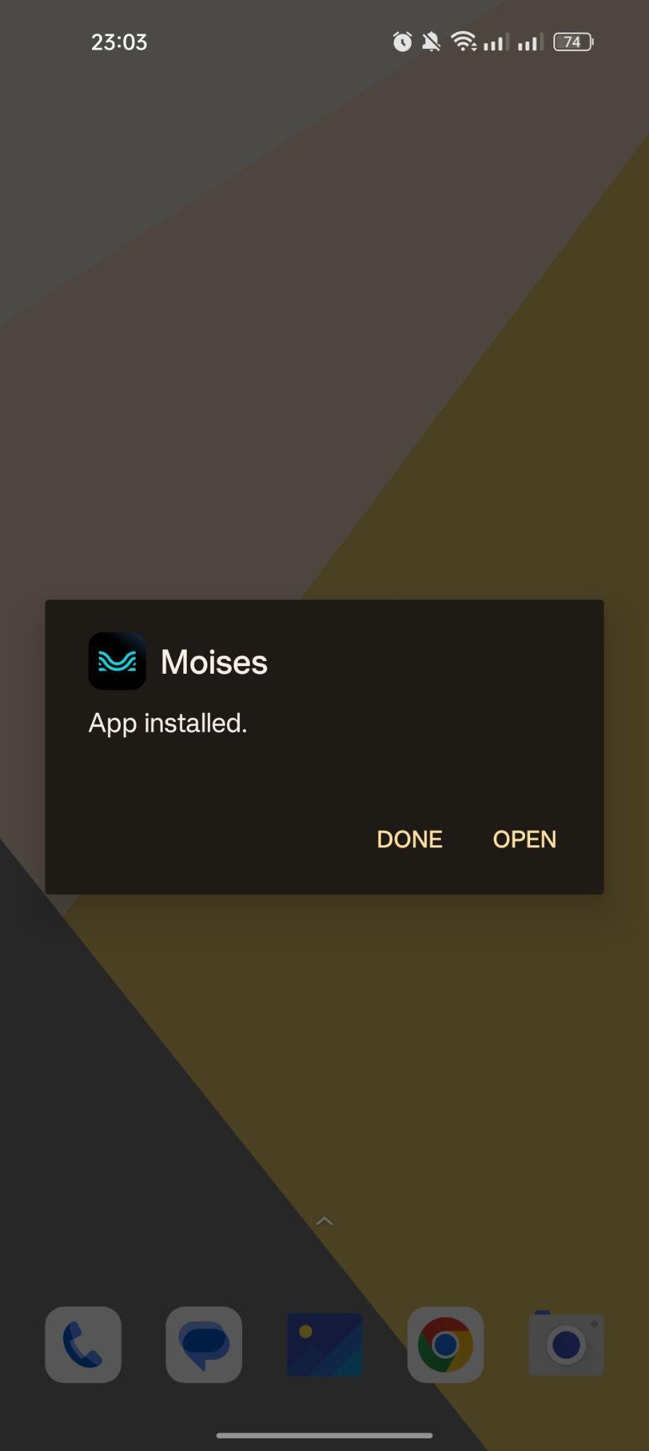 Moises apk installed