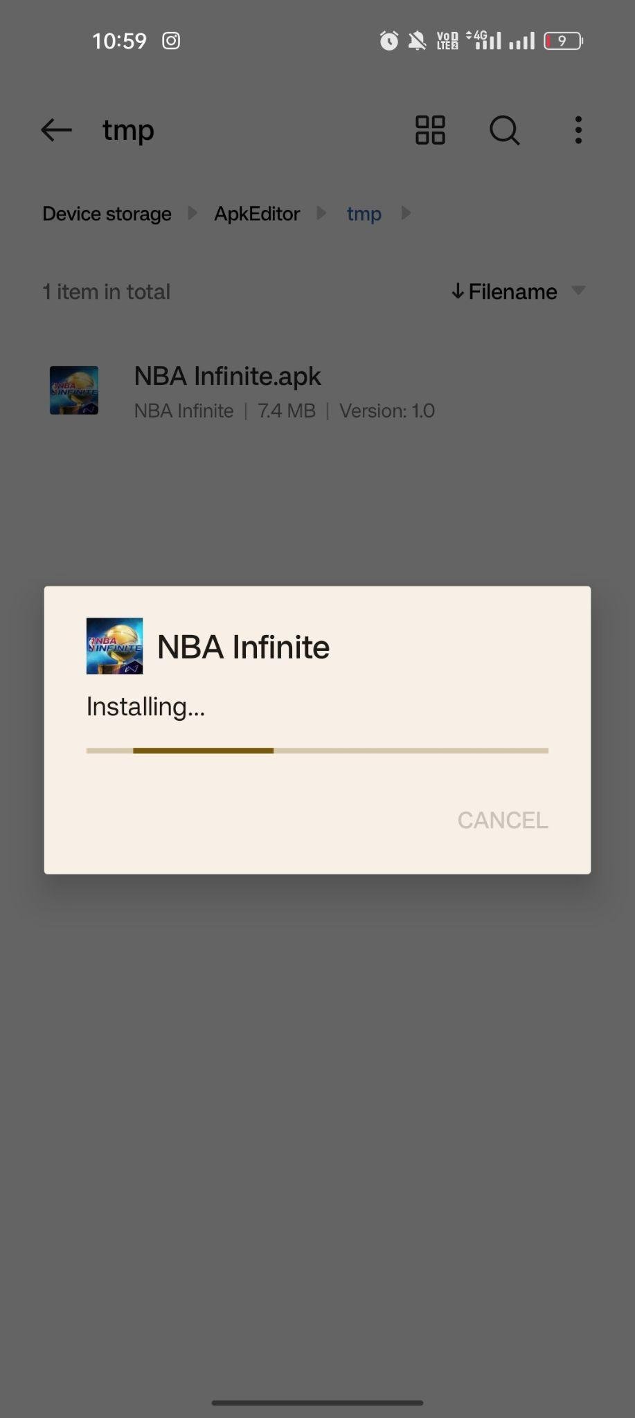 NBA Infinite apk installing
