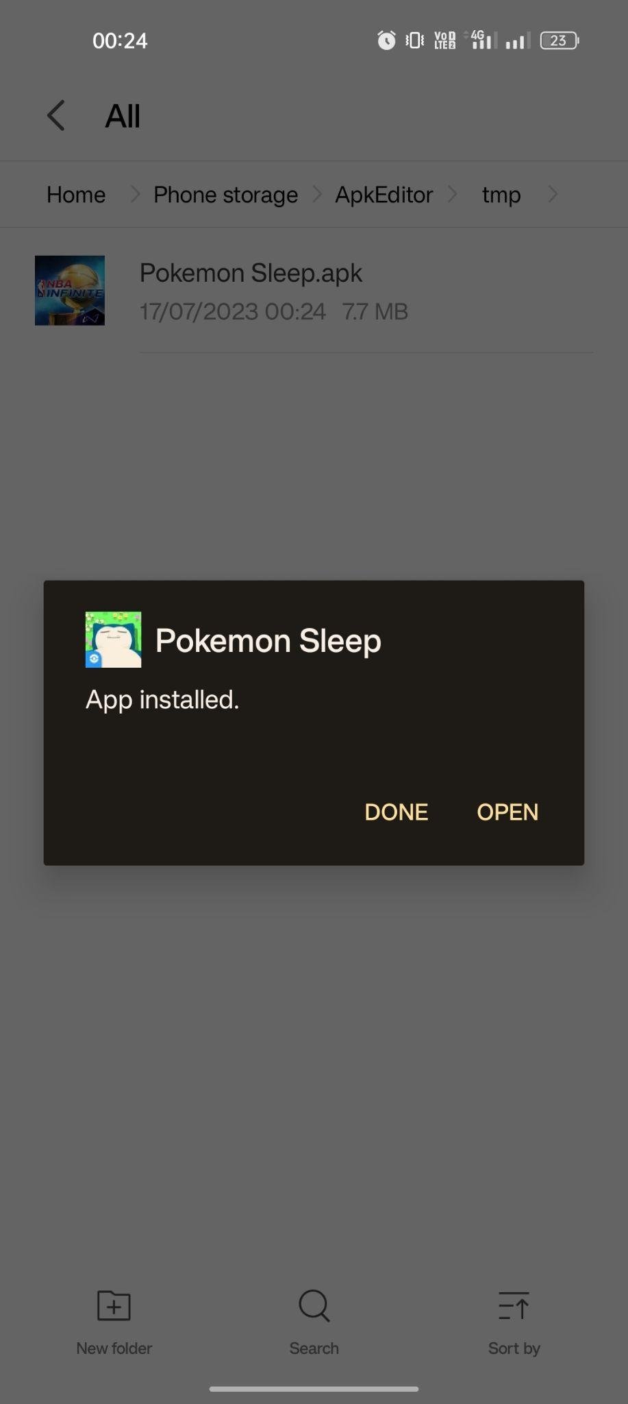 Pokemon Sleep apk installed