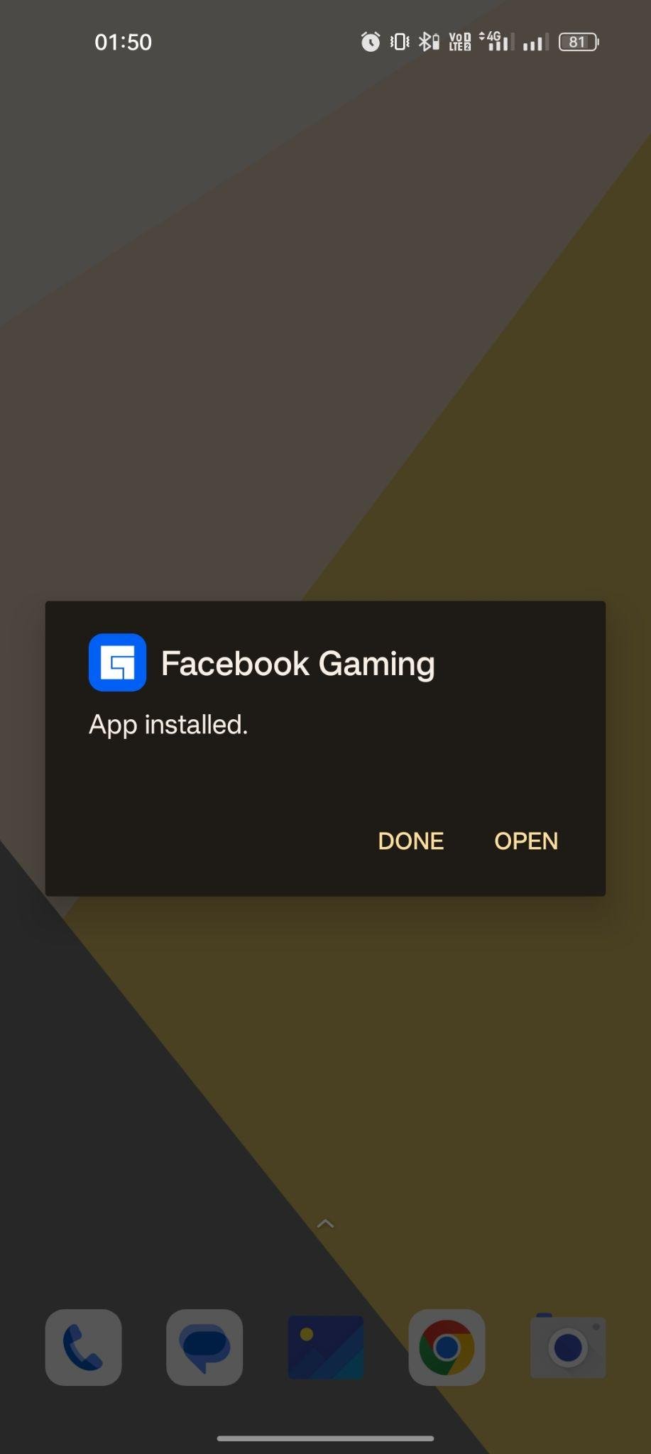 Facebook Gaming apk installed
