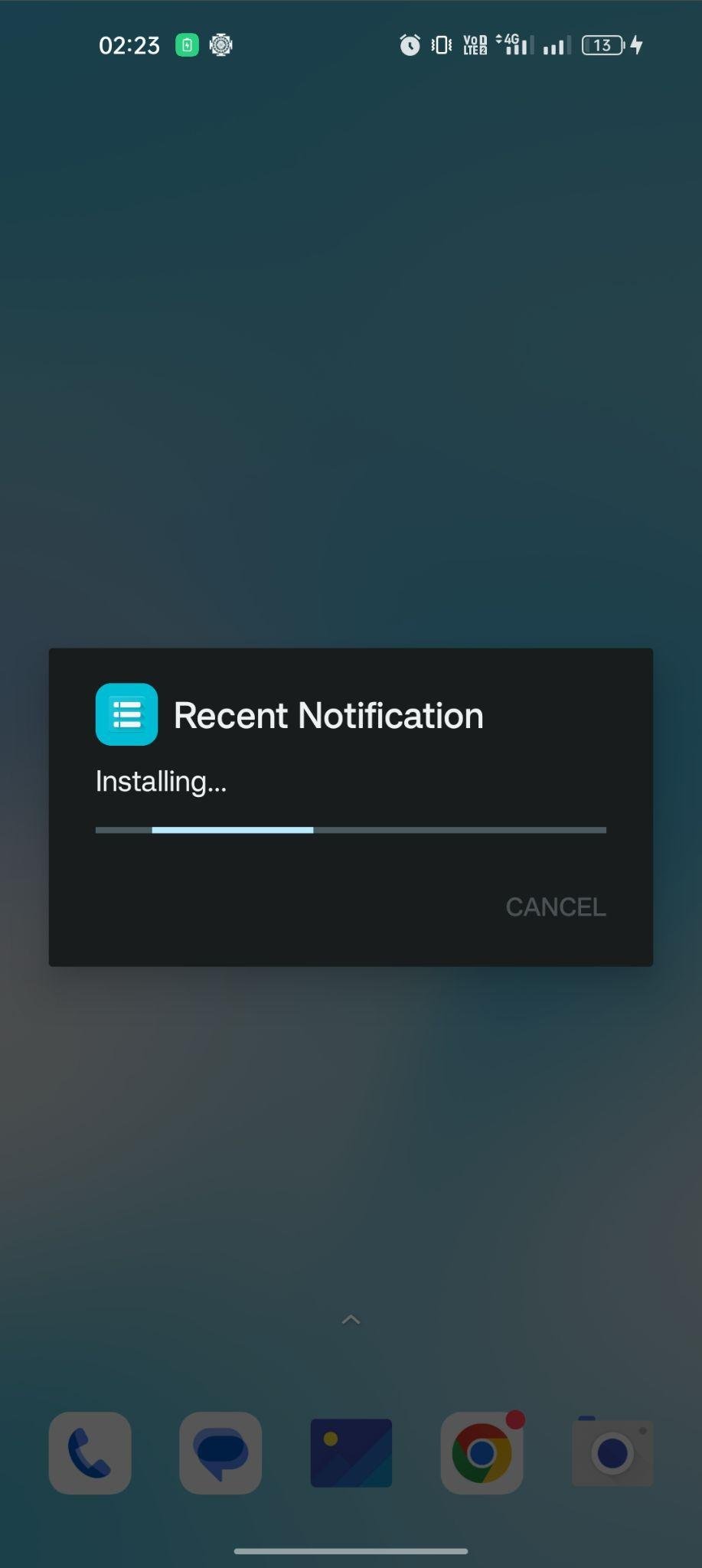 Recent Notifications apk installing
