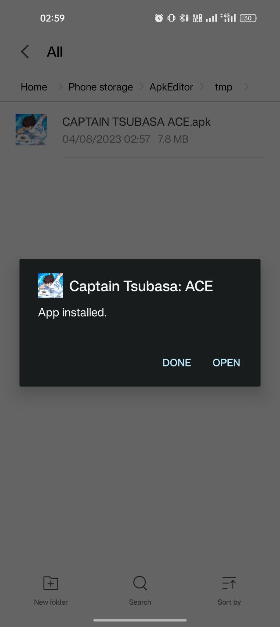 Captain Tsubasa apk installed