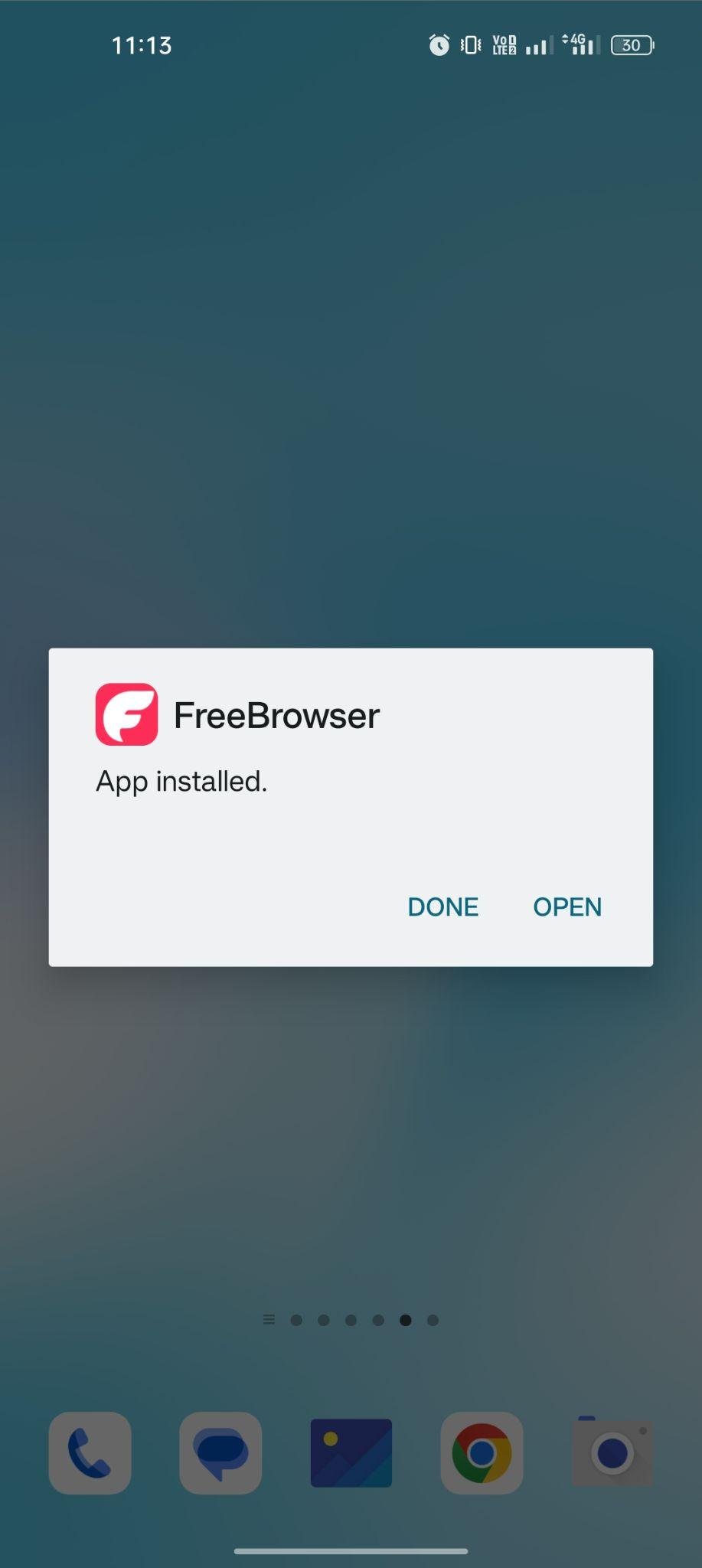 FreeBrowser apk installed