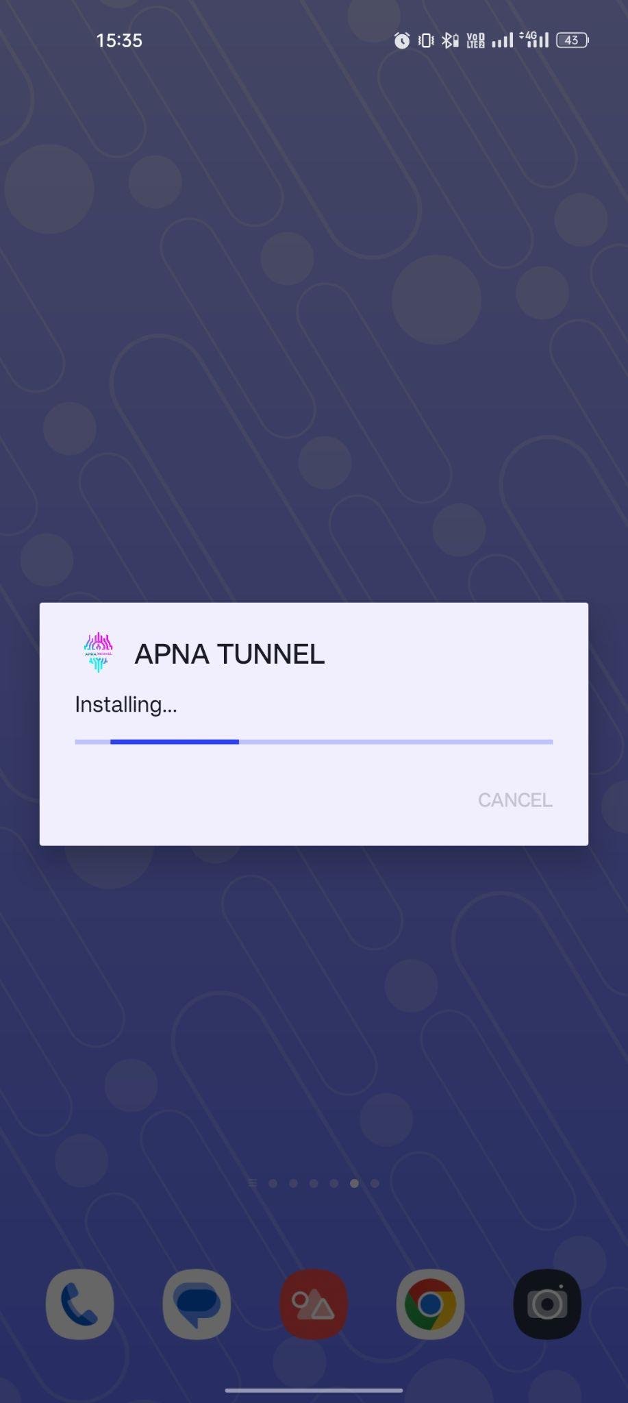 APNA Tunnel apk installing