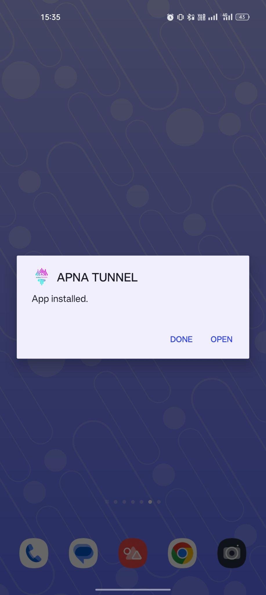 APNA Tunnel apk installed