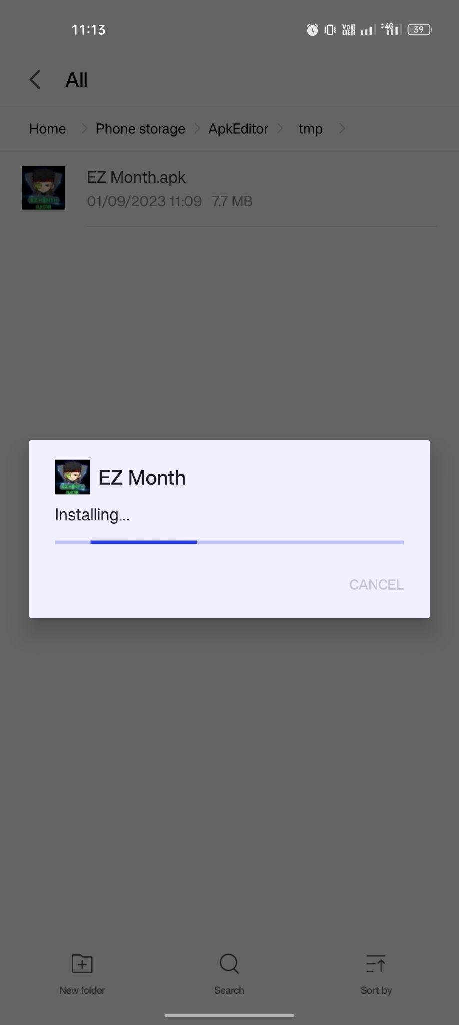 EZ Month apk installing