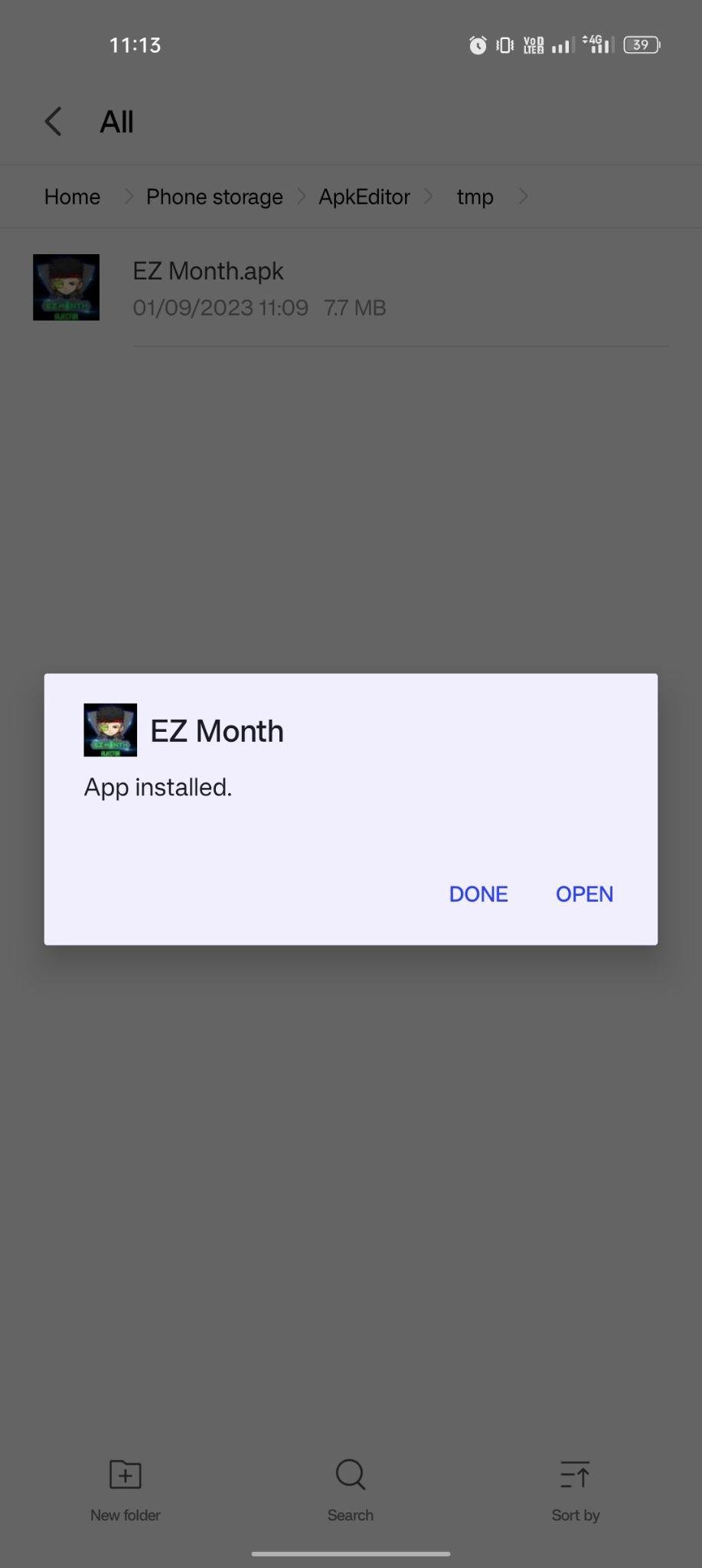 EZ Month apk installed