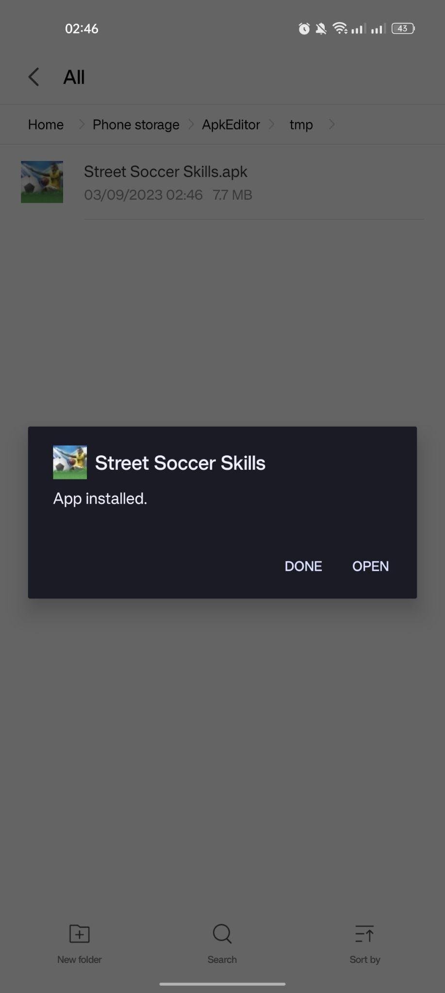 Street Soccer Skills apk installed
