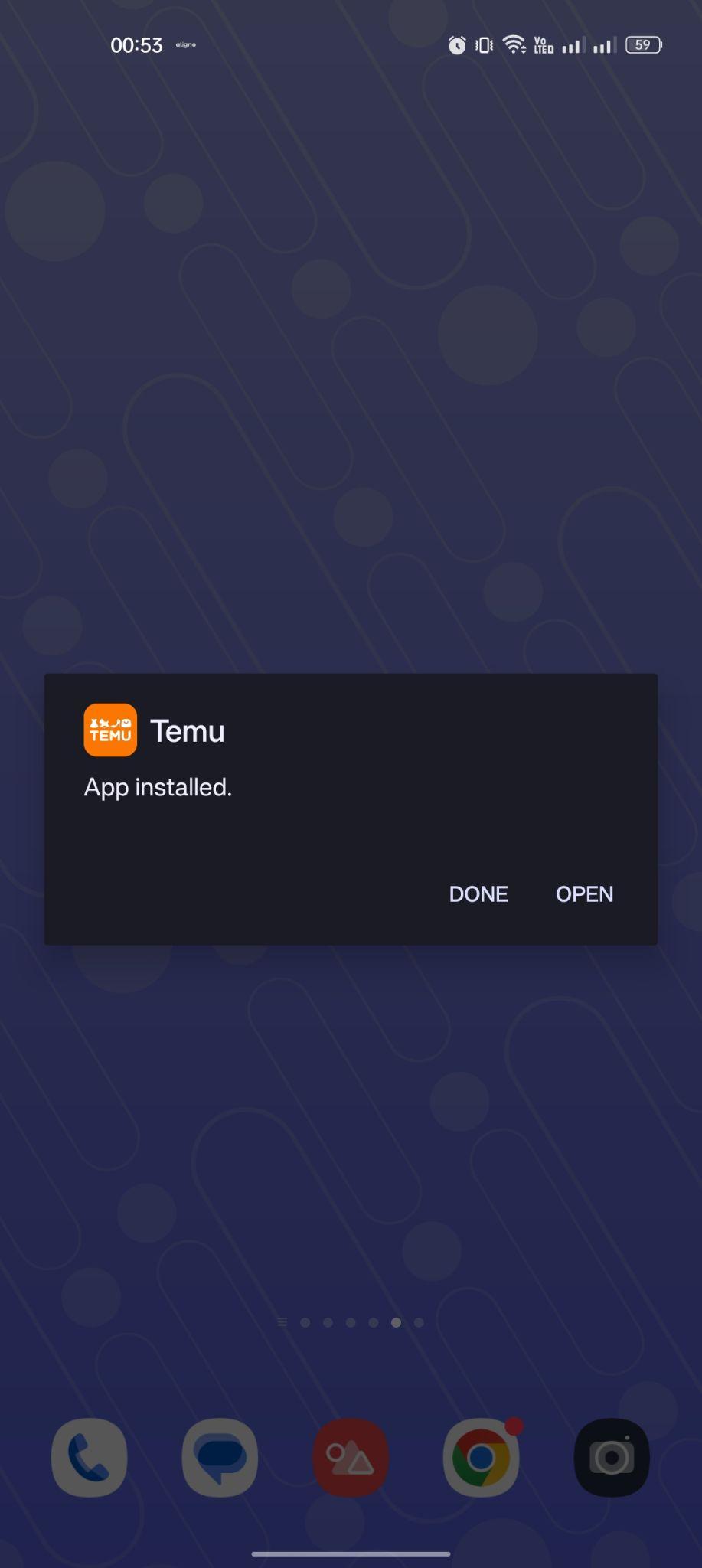 Temu apk installed