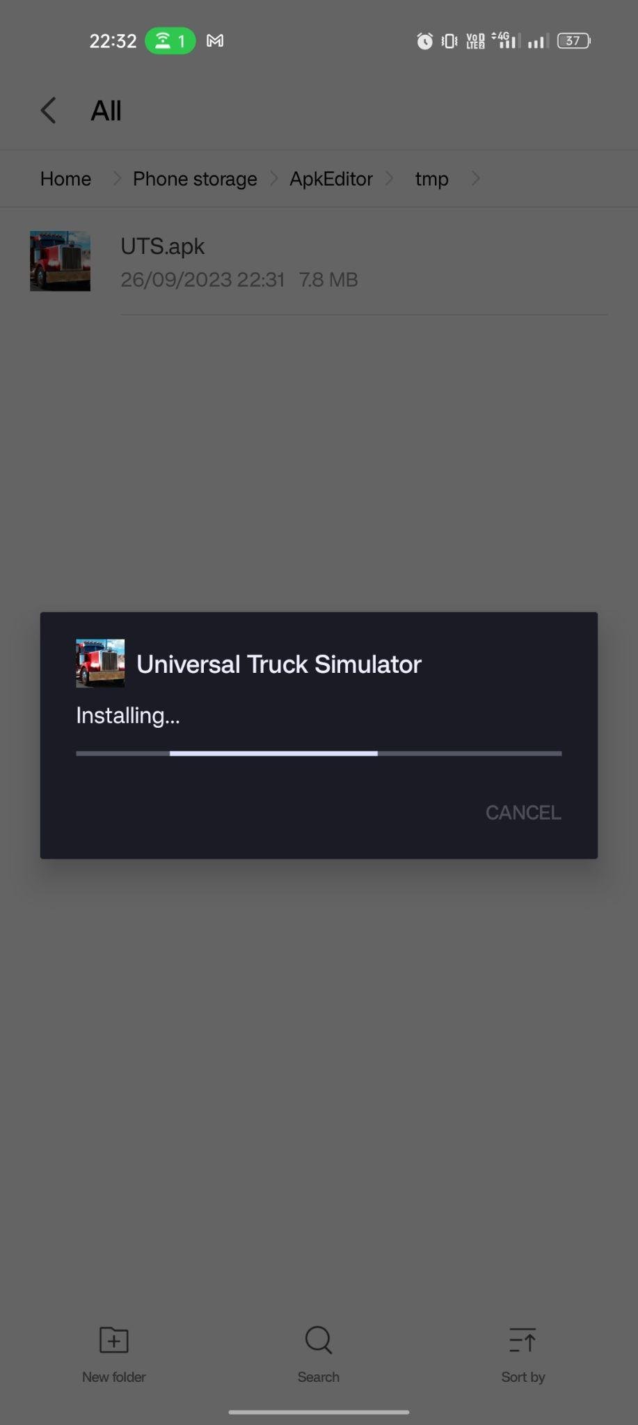 Universal Truck Simulator apk installing
