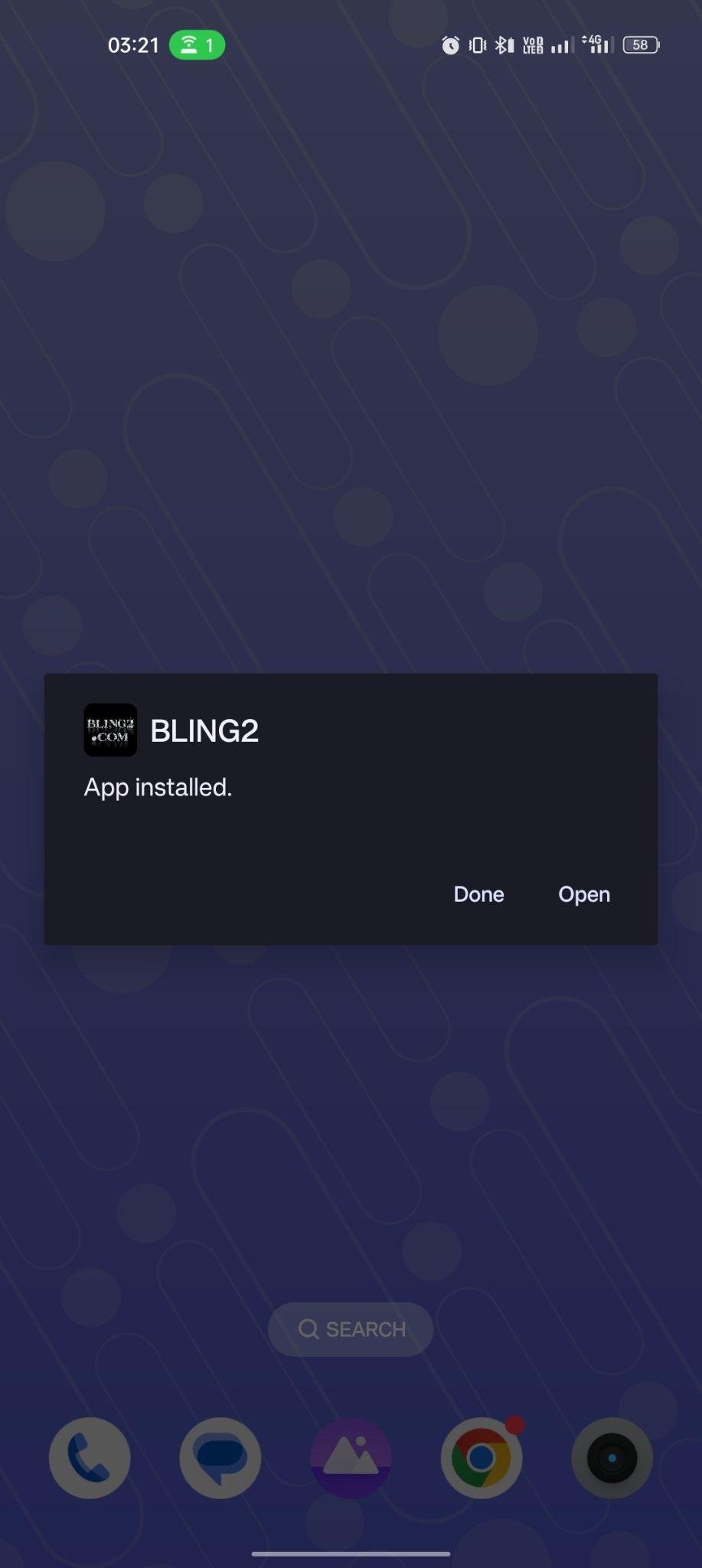 Bling Blig Live apk installed