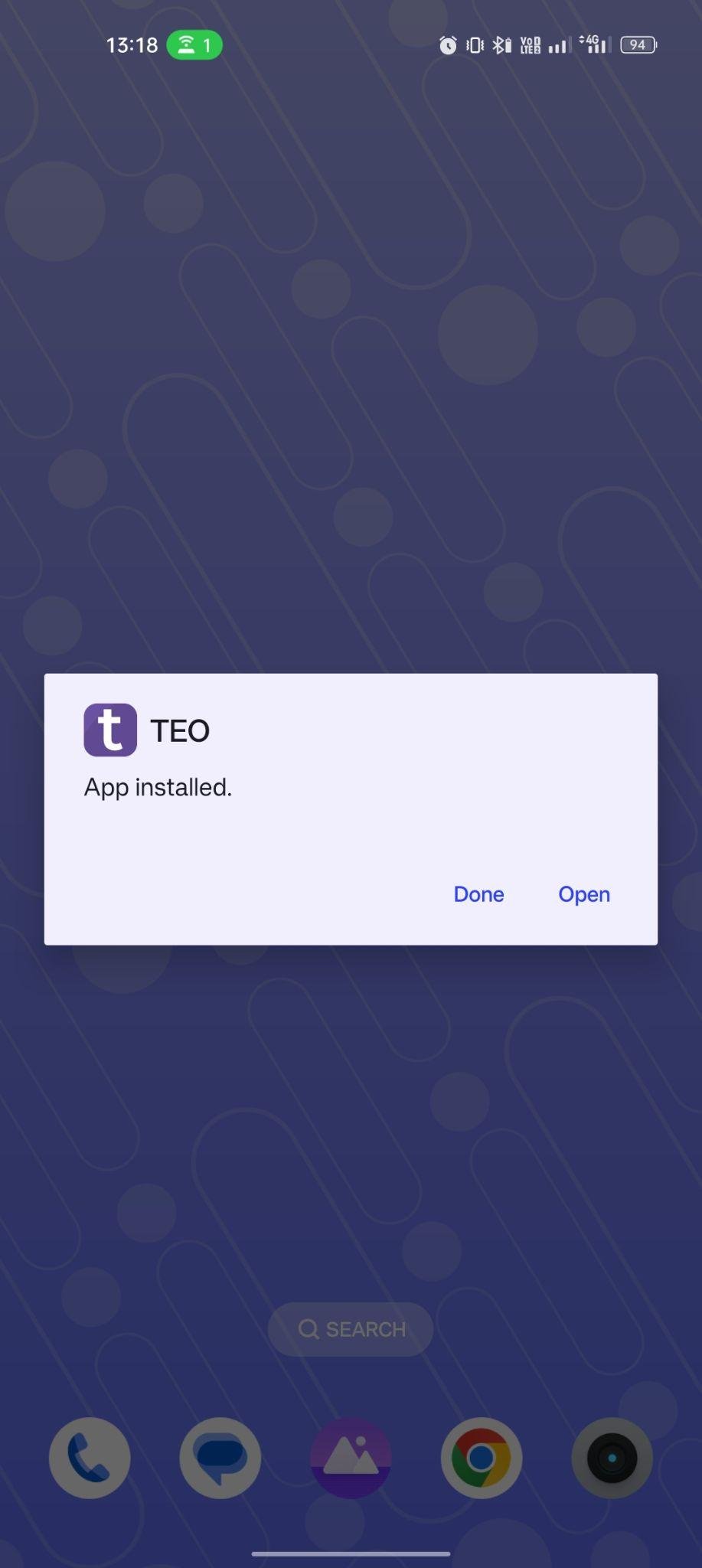 TEO Plus apk installed